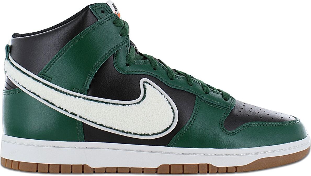 Nike Dunk High Retro University - Chenille Swoosh - Pánske topánky kožené čierno-zelené DR8805-001 , veľkosť: EU 44.5 US 10.5