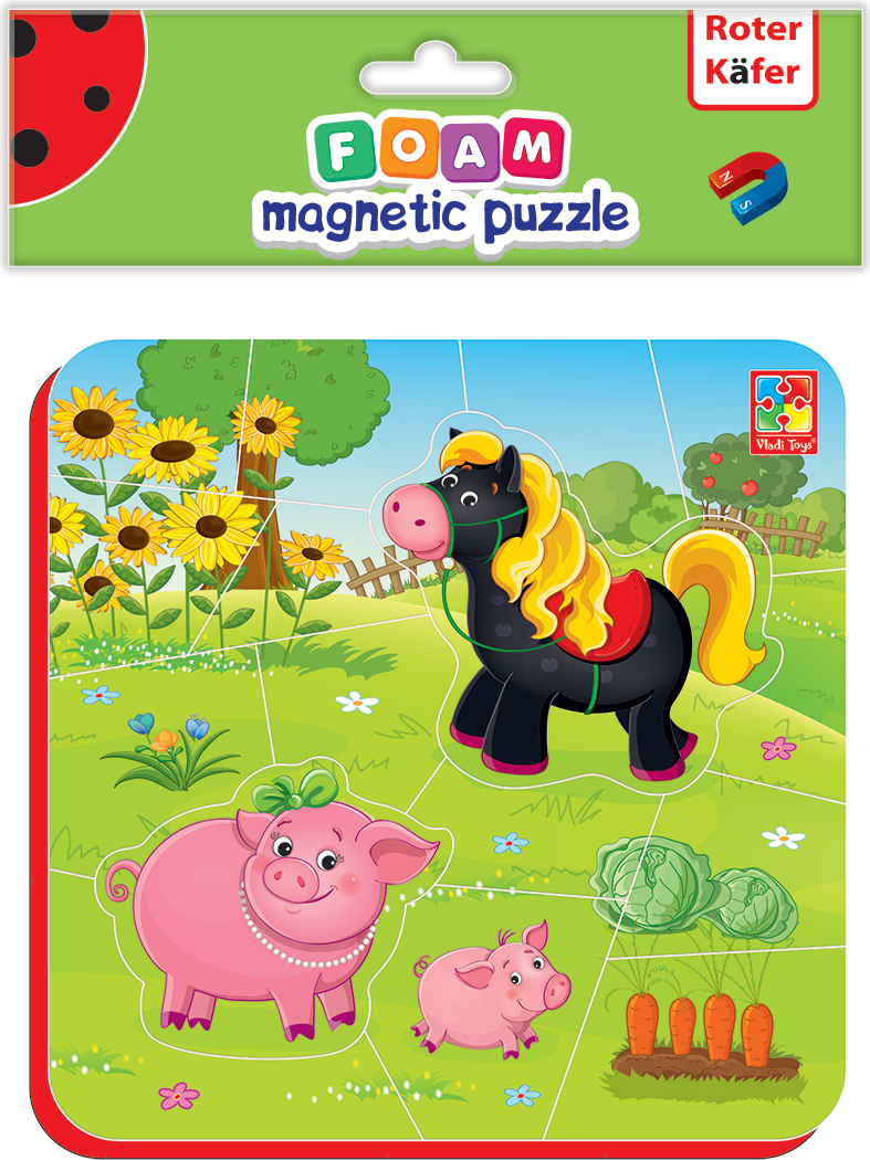Roter Kafer Magnetisches Schaumstoffpuzzle Tiere auf einem Bauernhof RK5010-06