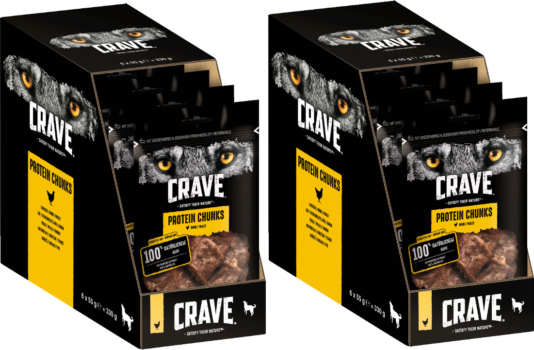 CRAVE™ Hund Beutel Protein Chunks mit Huhn 2 x 6 x 55g