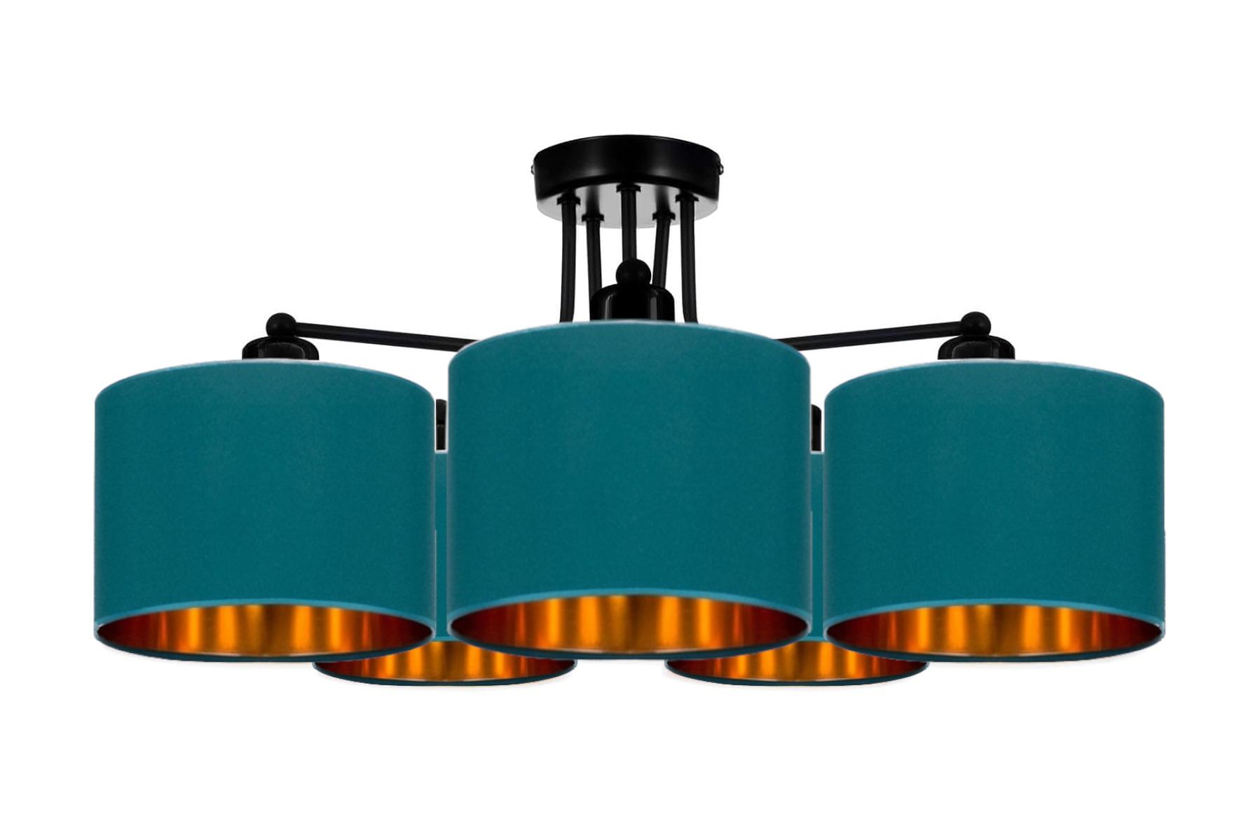 FKL DESIGN Home Deco Deckenlampe Türkis Lampe Leuchte Vintage Modern E27 Designerlauchte 5-flammig N230-E5-T