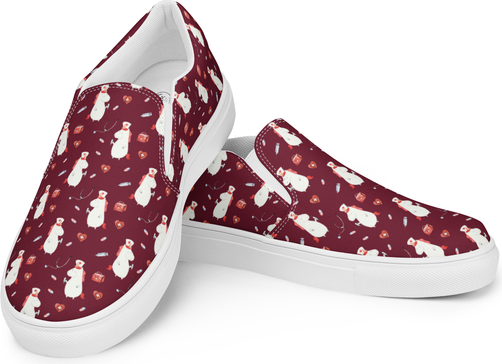 Mr. & Mrs. Panda Loafer Damen Einhorn Krankenschwester Größe 38 1/2 - Rot - Geschenk, Krankenpflegerin, Espadrilles, Krankenpfleger, Ärztin, Krankenhaus, Unicorn, Slipper PD-1632594-STANDARD