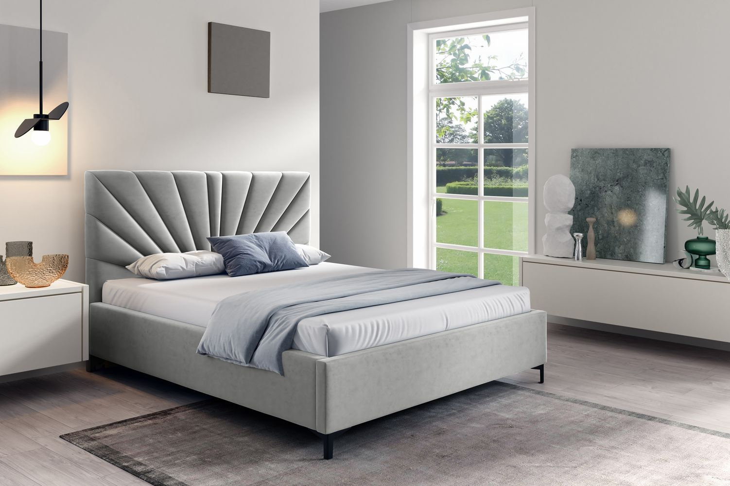 Čalúnená posteľ 120x200 ODETA 8 - svetlo šedá