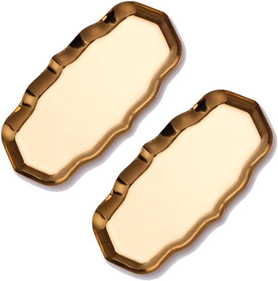 OEM Set aus 2 ovalen goldenen Serviettenhaltern, dekorativen metallenen Serviettenhaltern in 23 cm Länge, mit gebogenen Rändern und unregelmäßigen Kantenränder, goldenen Messing-Serviettenhaltern, geeignet als Schmuckdose für den Desserttisch, das Büro oder die Badewanne 2026