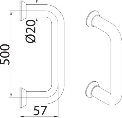 REMOR Einseitiger Türgriff L-500 mm weiß Udrzw8