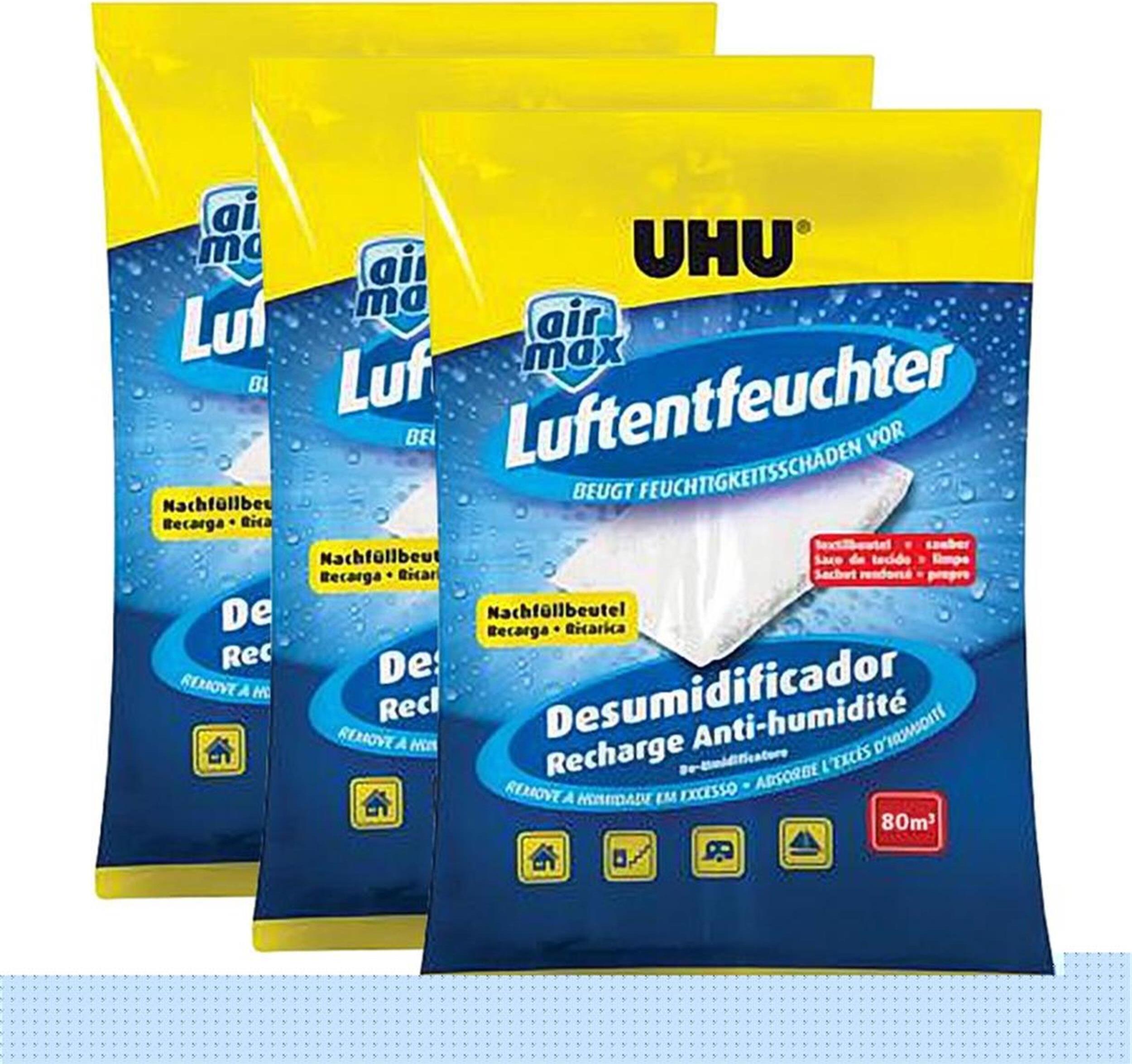 3x UHU 47085 Luftentfeuchter Nachfüllbeutel 1000 gDuftneutral