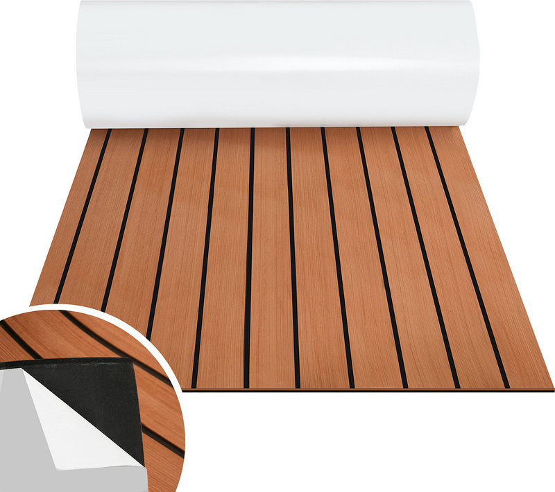 Jayseuw Bodenbelag Matte Teak Decking Marine Boot Bodenbelag Eva-Schaum Anti-Rutsch, für Boote Yacht Marine Bodenbelag ,1pcs 240x60cm Streifen (Braun) RL-HG7438-1-EOa