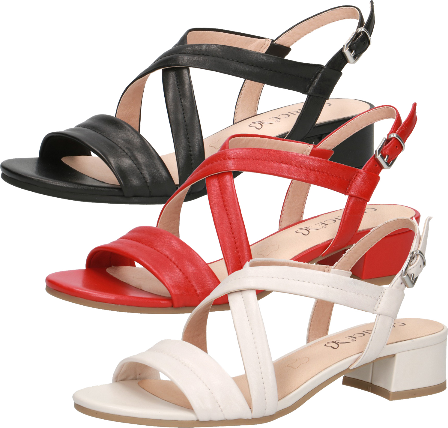 Caprice 9-28215-34 Damen Sandalen Leder Riemchensandale, Größe:38.5 EU, Farbe:Weiß 9_28215_34_160_38.5