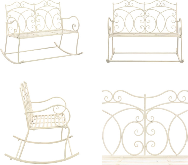 vidaXL Gartenbank 104 cm Eisen Antik Weiß - Gartenbank - Gartenbänke - Außenbank - Außenbänke