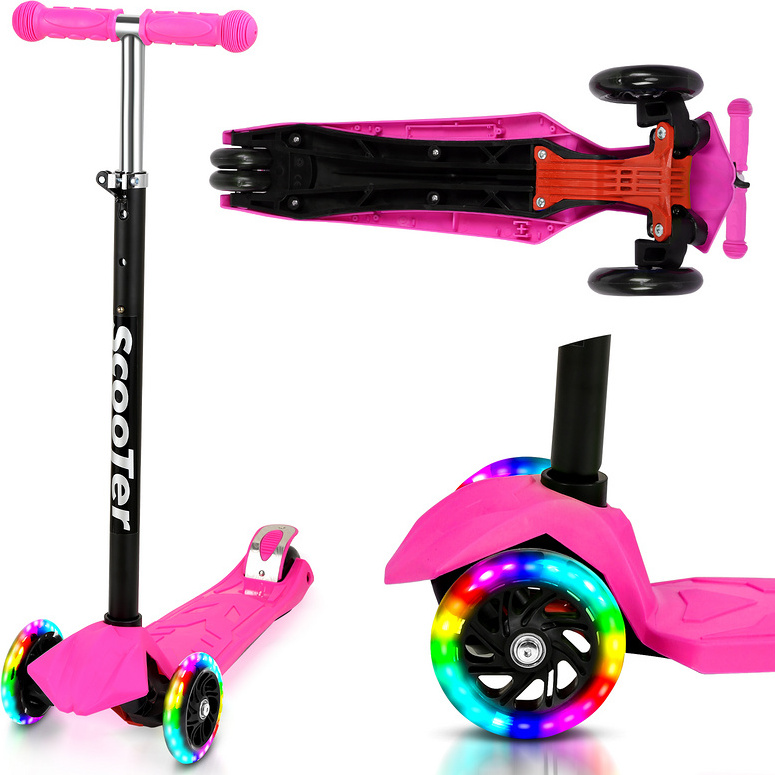 Trottinette Enfant 3 Roues LED avec Frein arrière - Hauteur Réglable