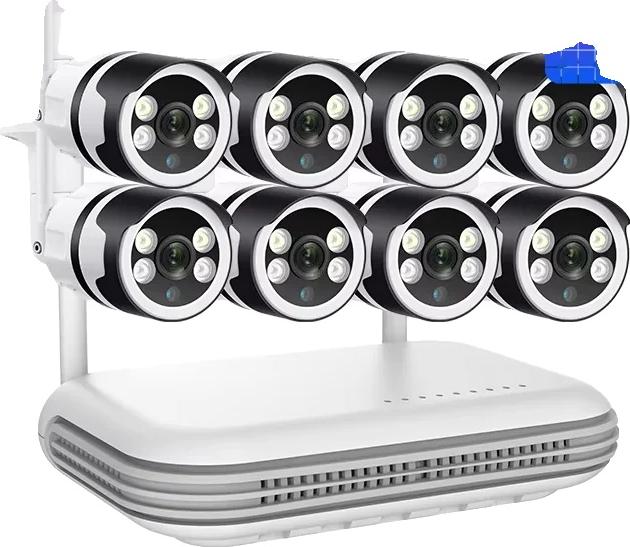 IP kamerový systém, rozlíšenie 5MP, obojsmerný zvuk, 8CH a 8 kusov 3MP kamier, žiadna, zástrčka EÚ