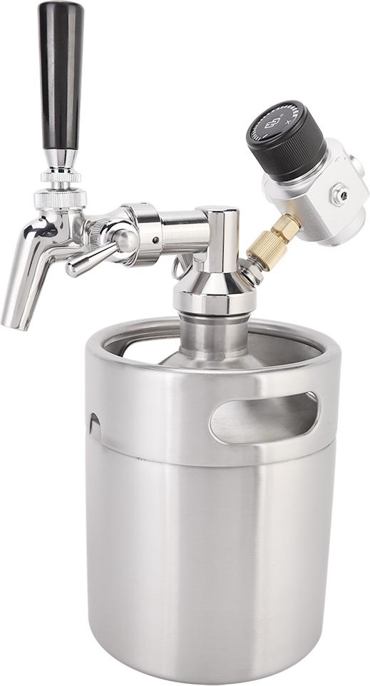 Cocosity 2L Edelstahl Homebrew Mini Keg Kit Bierzapfhahn+Speer+Keg+Druckmessgerät