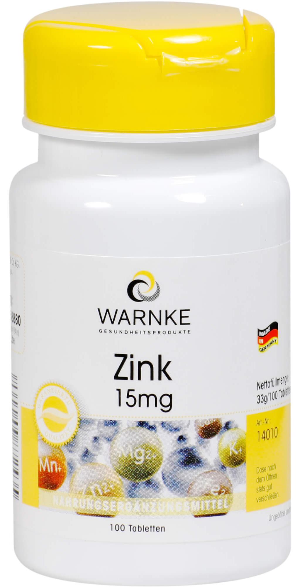 Warnke Vitalstoffe GmbH WARNKE Zink 15 mg Tabletten, 100 St. Tabletten 01355188