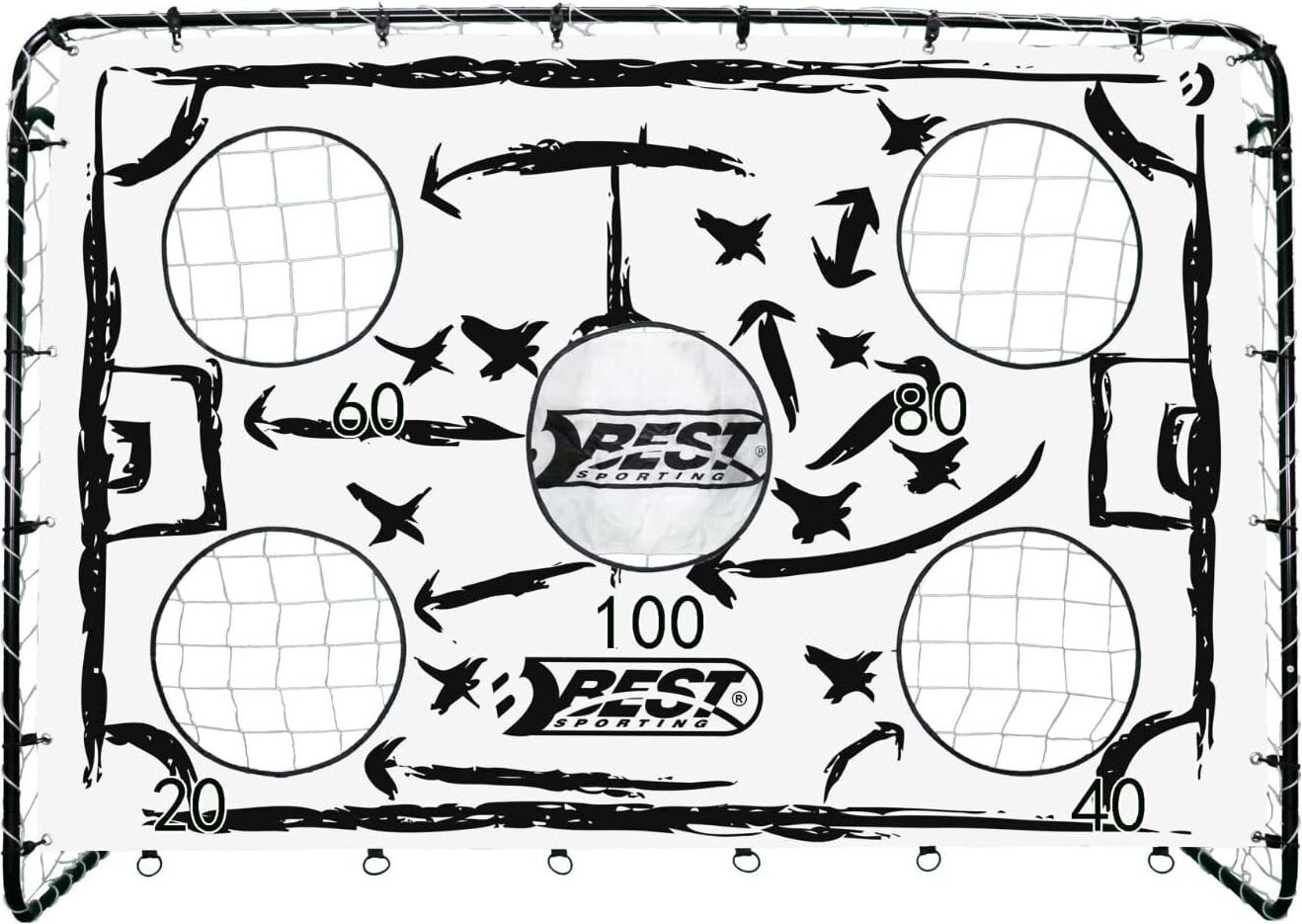 Best Sporting Fußballtor mit Torwand, TAKTIK 213 x 152cm mit Netz und Torwand für Torwandschießen 11076