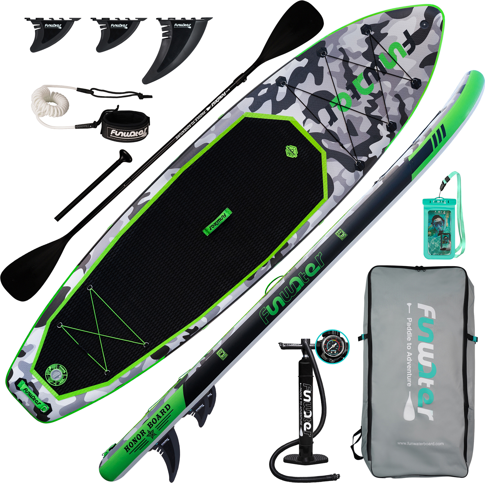 Funwater Aufblasbares Stand Up Paddling Board, Pádlo SUP, pádlo, Handpumpe, Stand up Paddle Board, SUP Board, 330cm, do 150kg