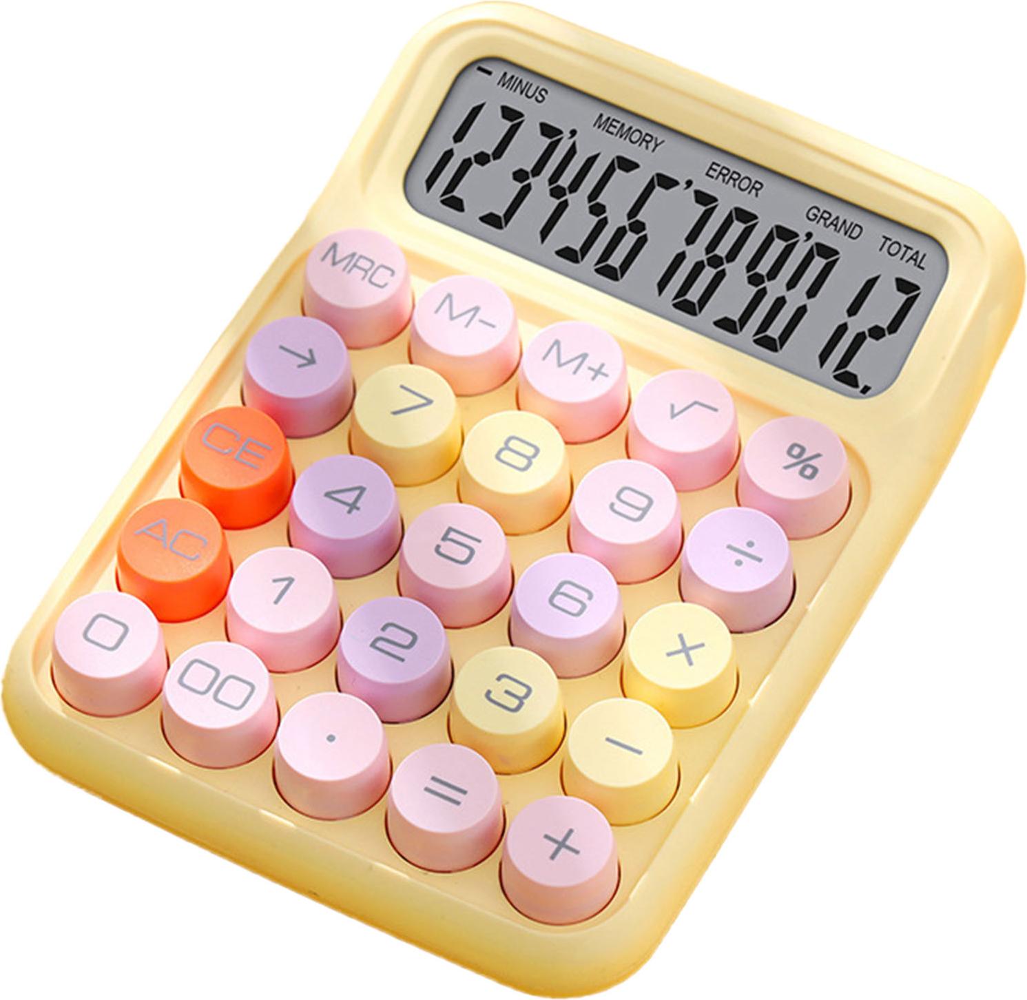 Lixada Bunte mechanische Tastatur mit Taschenrechner Elektronischer Tischrechner für Zuhause, Schule und Büro Gelb K_1217230115211_260127_11042