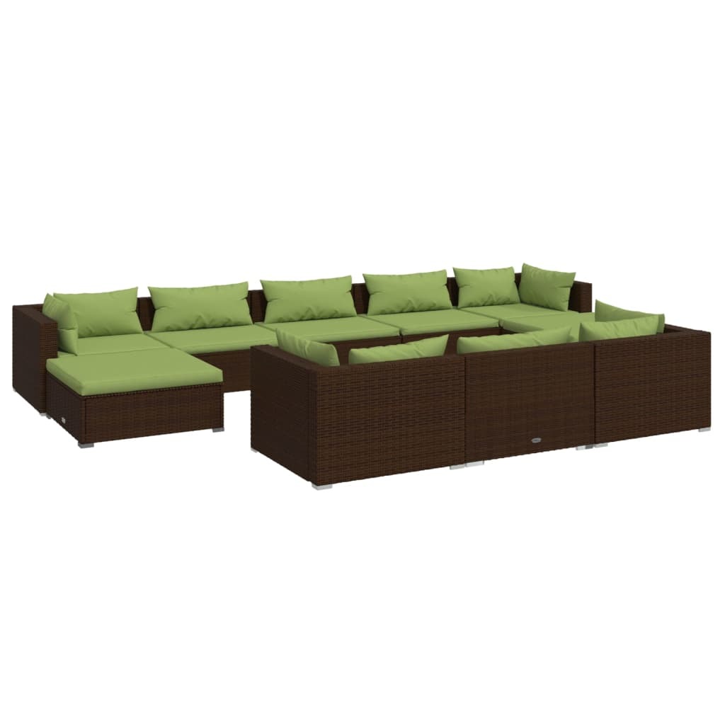 SYFAX 10-tlg. Garten-Lounge-Set mit Kissen Braun Poly Rattan Image