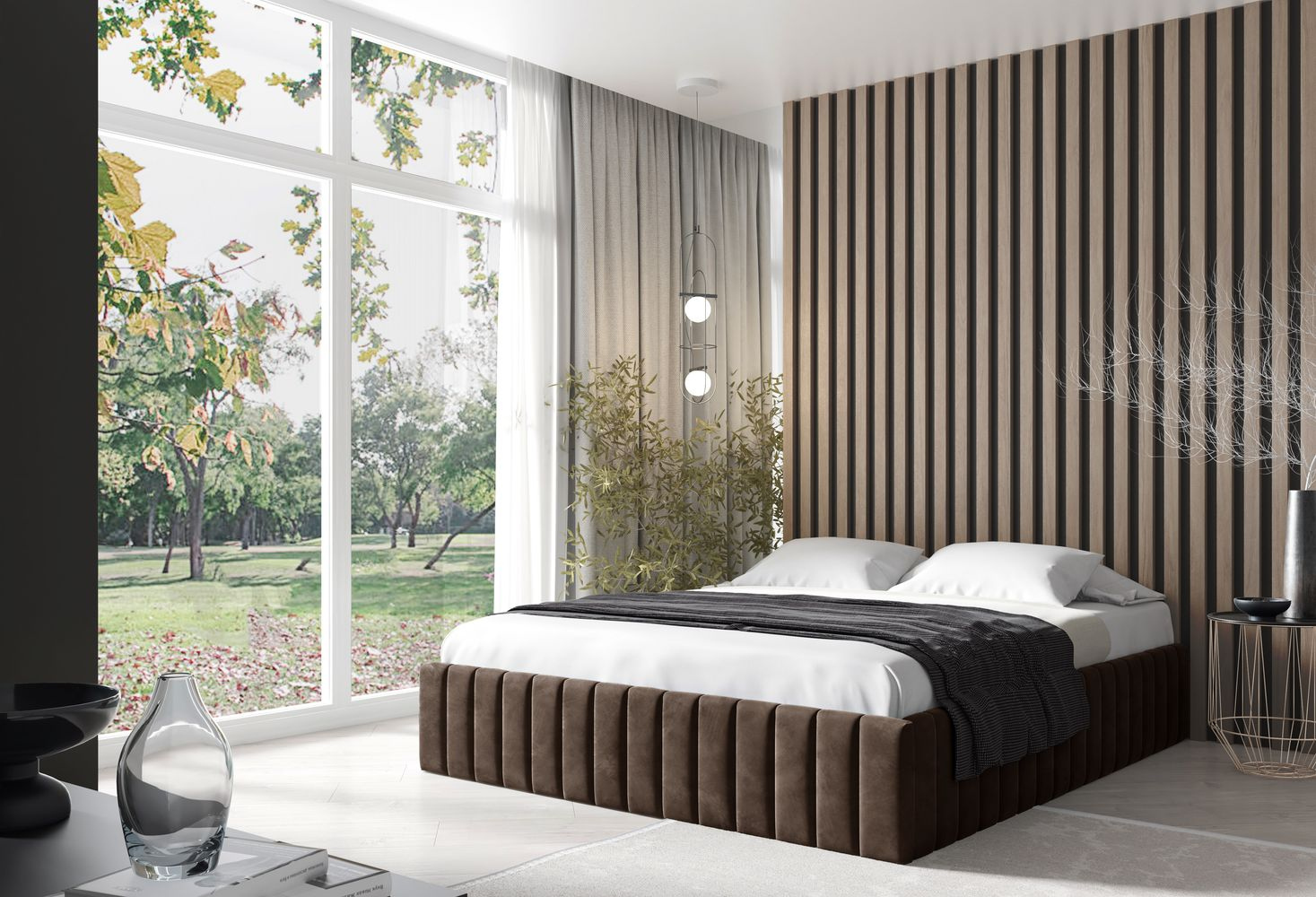 Čalúnená posteľ 200x200 NORIKO - hnedá