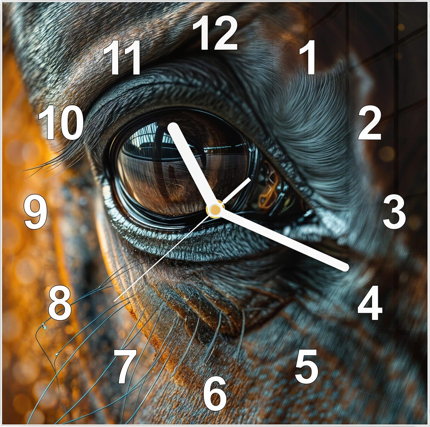 Primedeco Wanduhr aus Glas mit Motiv Pferdeauge- 30 x 30 cm - inkl. Aufhängesystem