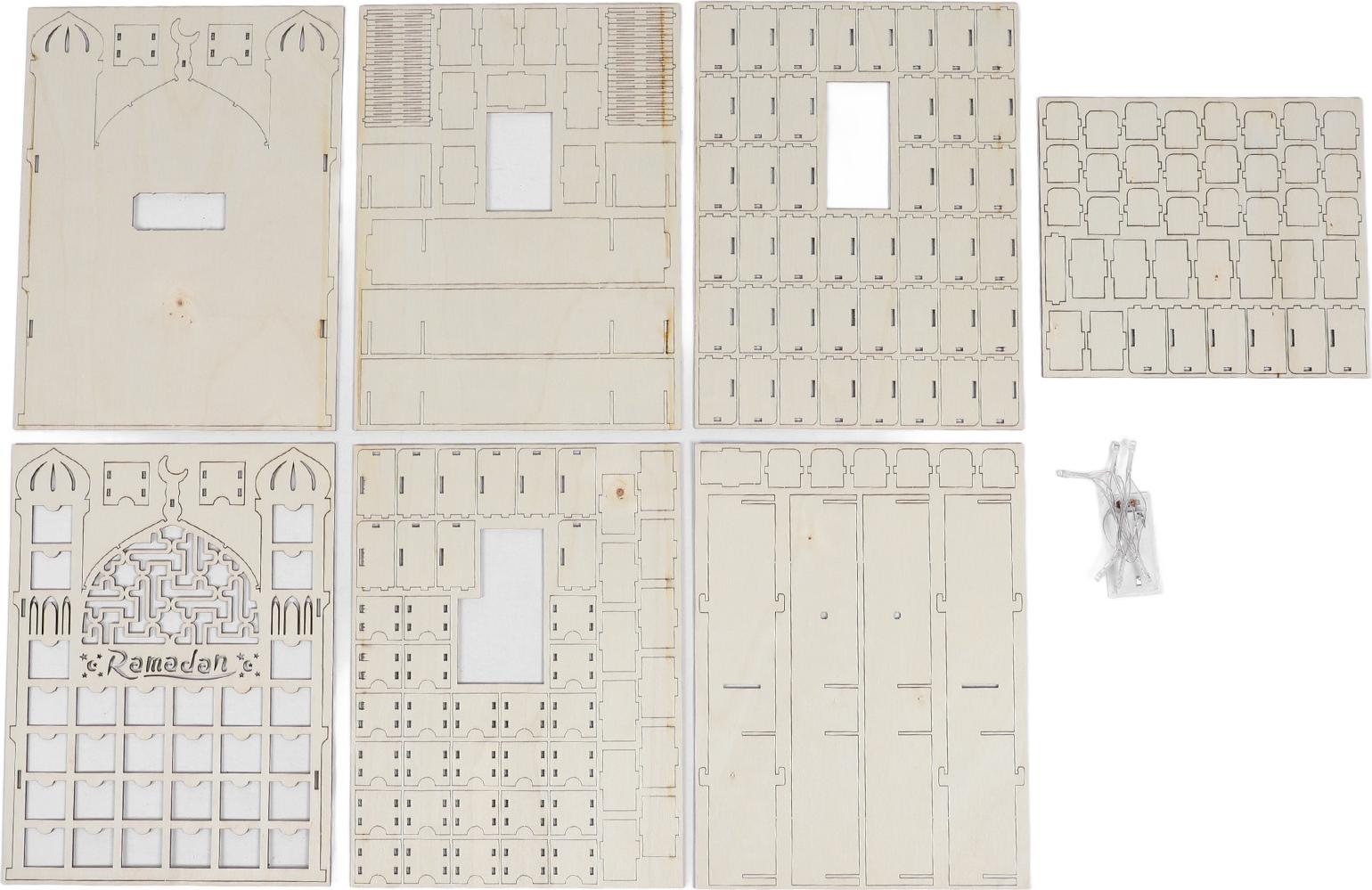 Drevený ramadánový kalendár 30 úložných zásuviek LED LEGELECTE CREATION DIY COUNTDOWN EID PRE DOMÁCE PARTY