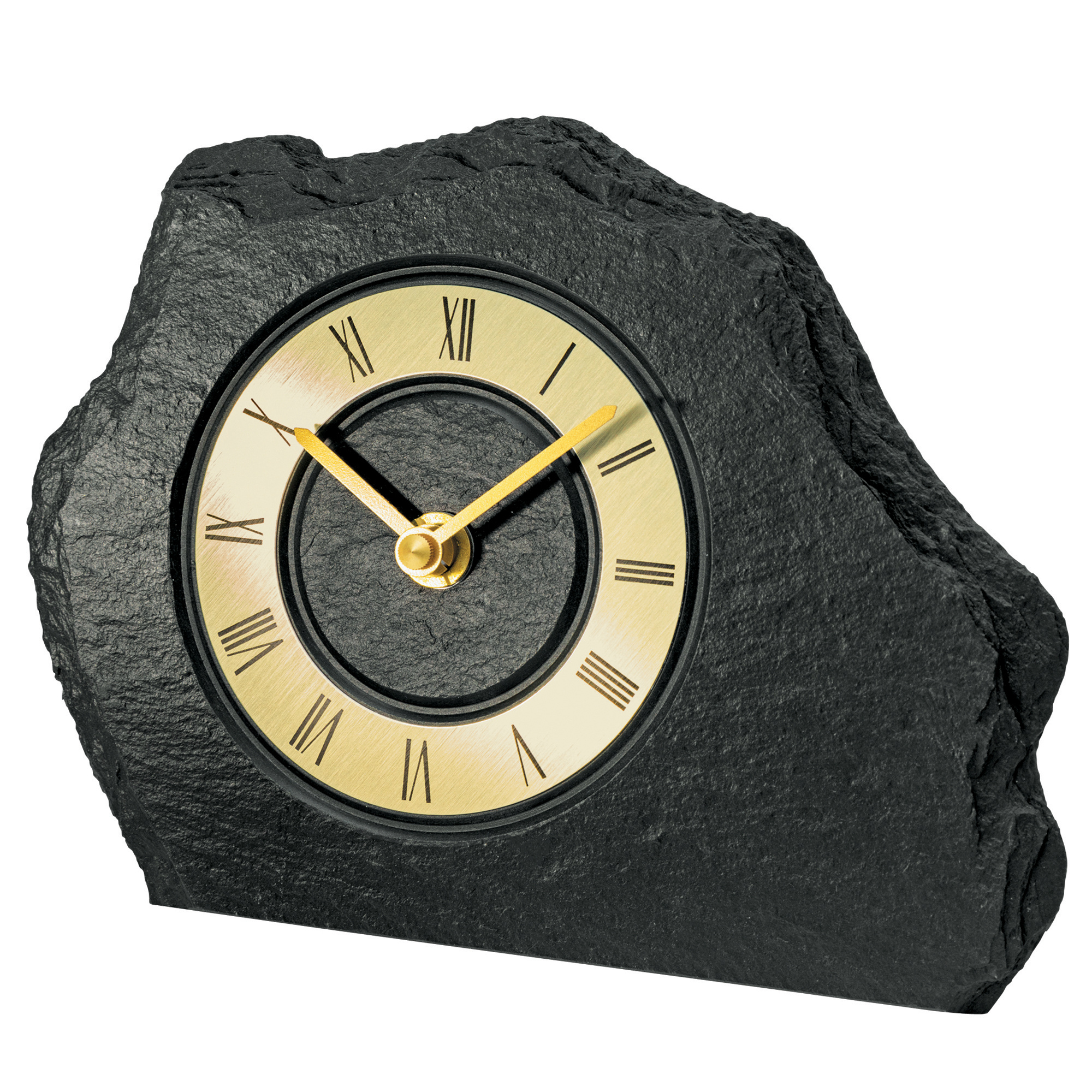AMS 1105 Tischuhr Quarz golden Schiefer Naturschiefer Schieferuhr