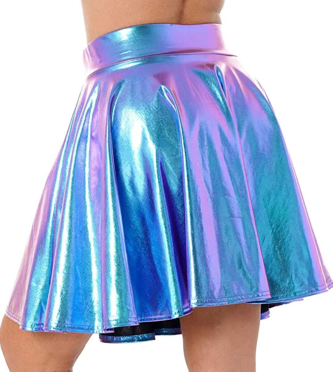Transparenter Wetlook Mini Rock - PVC Plisseerock High Waist Für Party & Club, Tutu Style