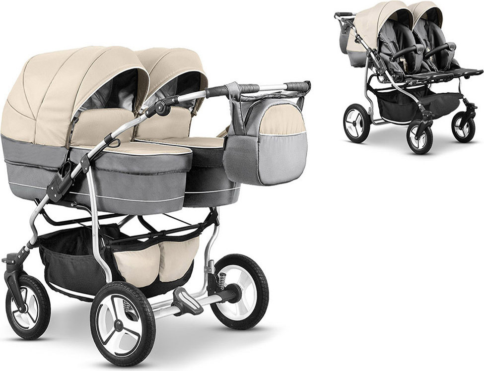 Zwillingskinderwagen 2 in 1 Twin Star inkl. Sportsitze - 10 Teile - in 16 Farben