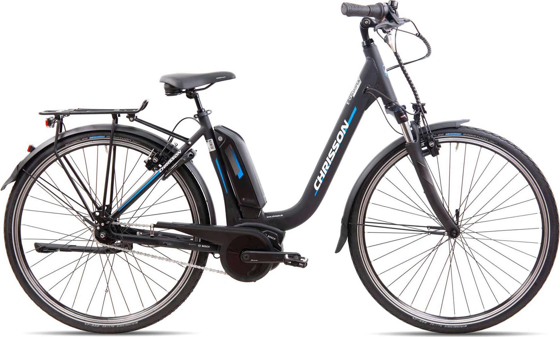 Chrisson E-Cassiopea E Bike dámsky 28-palcový pedelec holandský bicykel so 7-rýchlostnými prevodmi a Bosch ActiveLine čierny 50 cm