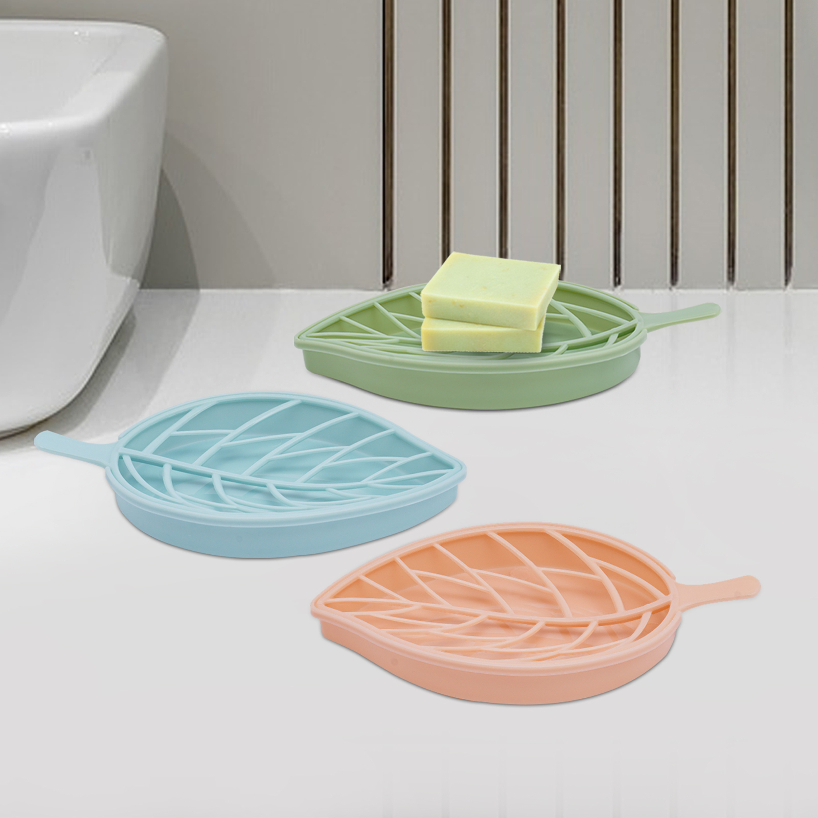 GreatDEshop2021 3pcs Seifenkiste, Blattförmige Seifenschale, Modern Design Doppellagige Seifenkiste mit Abfluss JJTK8U-000300-WL