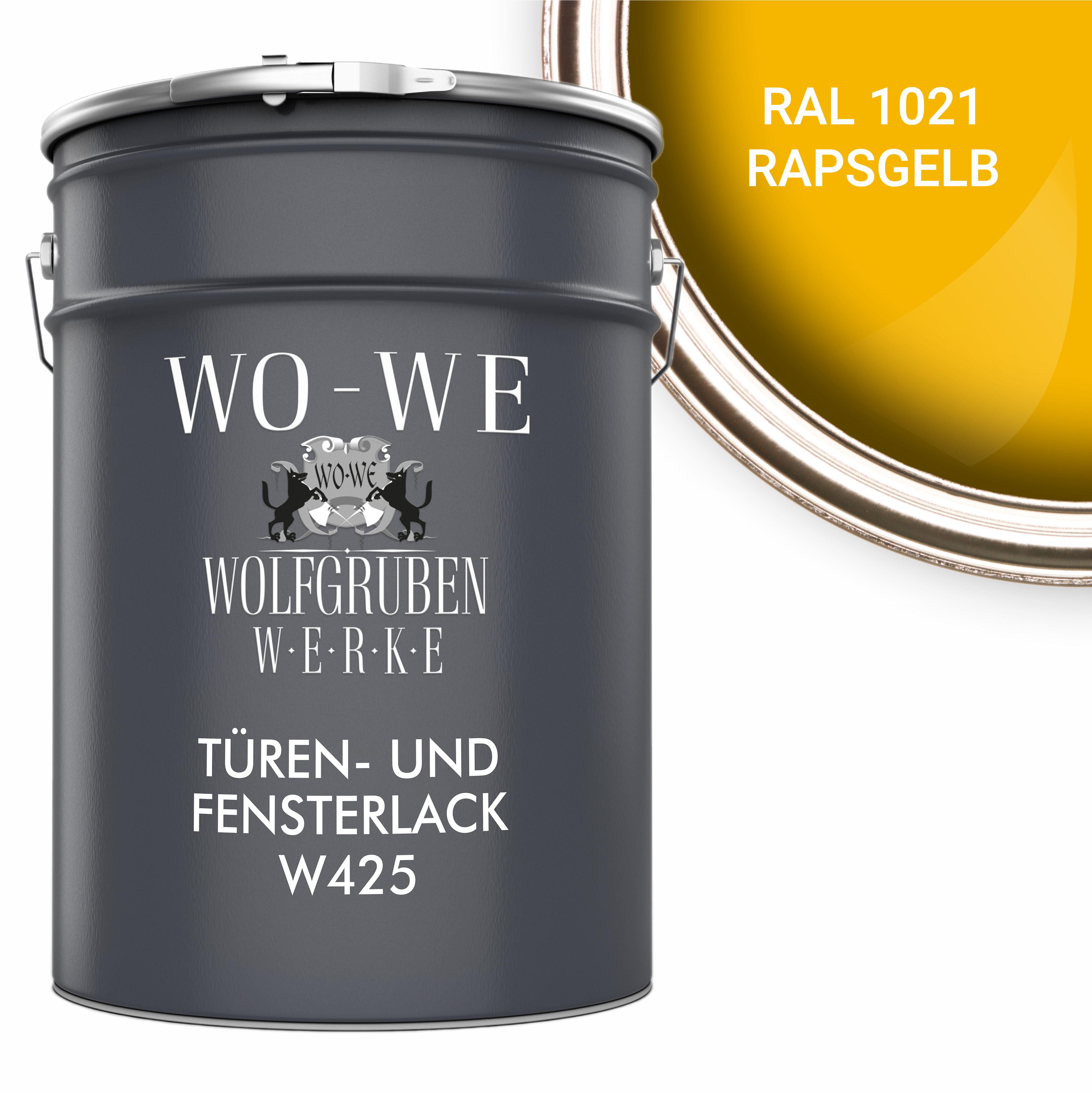 WO-WE Türen und Fensterlack 3in1 Türenlack Klarlack Holzfenster Farbe W425 Gelb - 2,5L