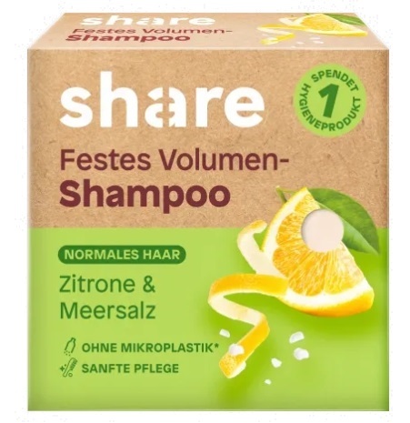 (DE) Deli Share šampón na vlasy vo forme kostiek citrón a morská soľ, 60 g.