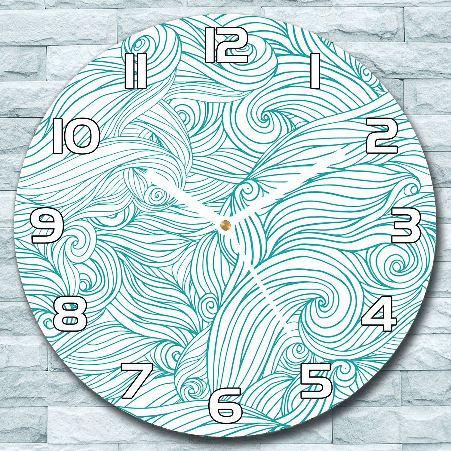 coloray Wanduhr aus Glas Rund fi 30 Wellenlinien Vintage Quarz Deko Schlafzimmer Büro zso-white-f30-Patterns-117