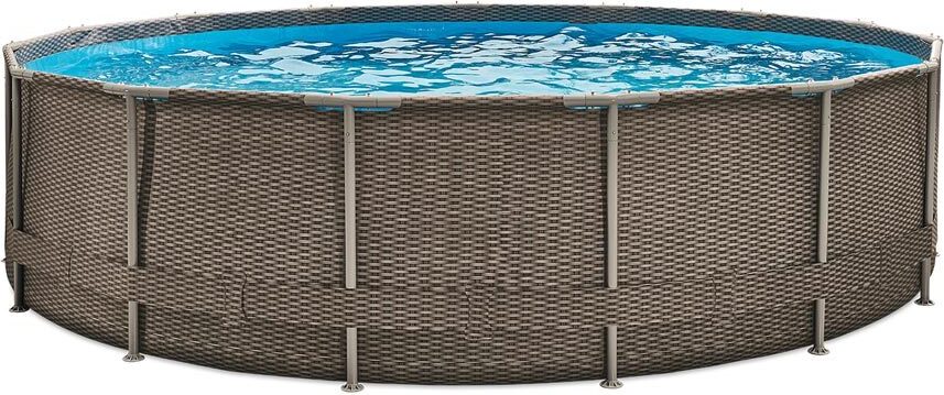 Summer Waves Active Frame Pool nadzemný bazén kruhový vrátane príslušenstva ratanový vzhľad hnedý Ø 457x107 cm