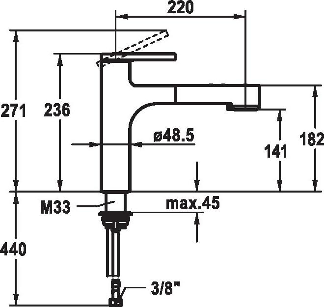 Küchenarmatur mit Auszugsbrause, Keramikscheibentechnik, stufenlos einstellbar, Farbe:Chromeline