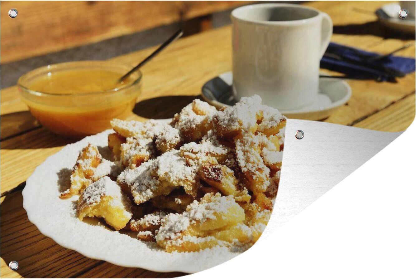 MuchoWow® 60x40 cm Outdoor-Poster Gartendeko Sichtschutz Garten Poster für den Garten Der Wintersport-Schmankerl-Kaiserschmarrn 133|1336973