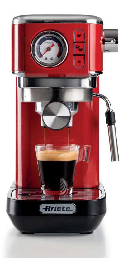 Ariete Moderna Line 1381/33, Espresso kávovar, 1,1 L, kávový sáčok, Mletá káva, 1300 W, Červená