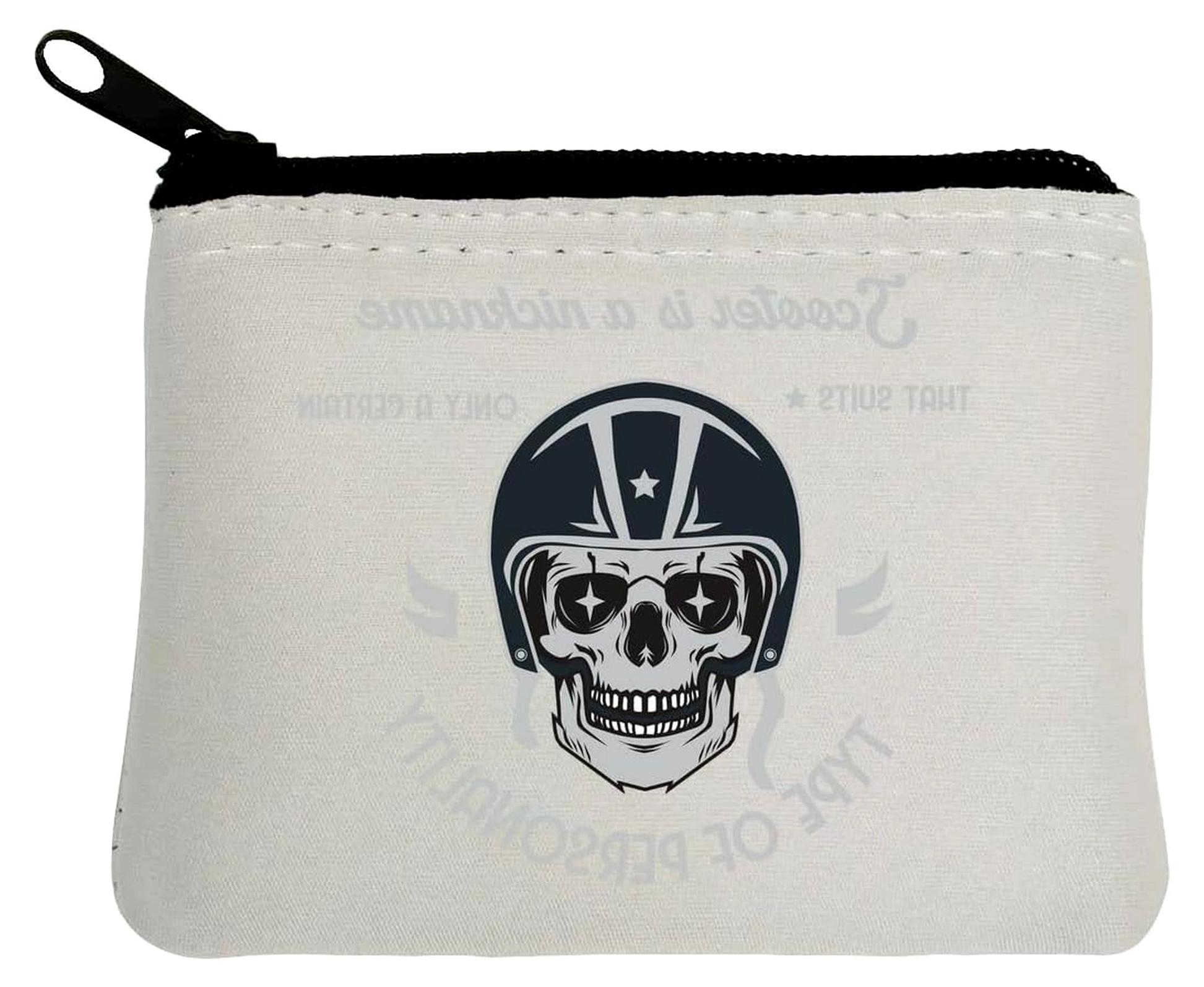 Markenlos Scooter is a Nickname That Suits Only A Certain Type of Personality Skull Graphic Neoprene Coin Purse Pouch 10x11cm White