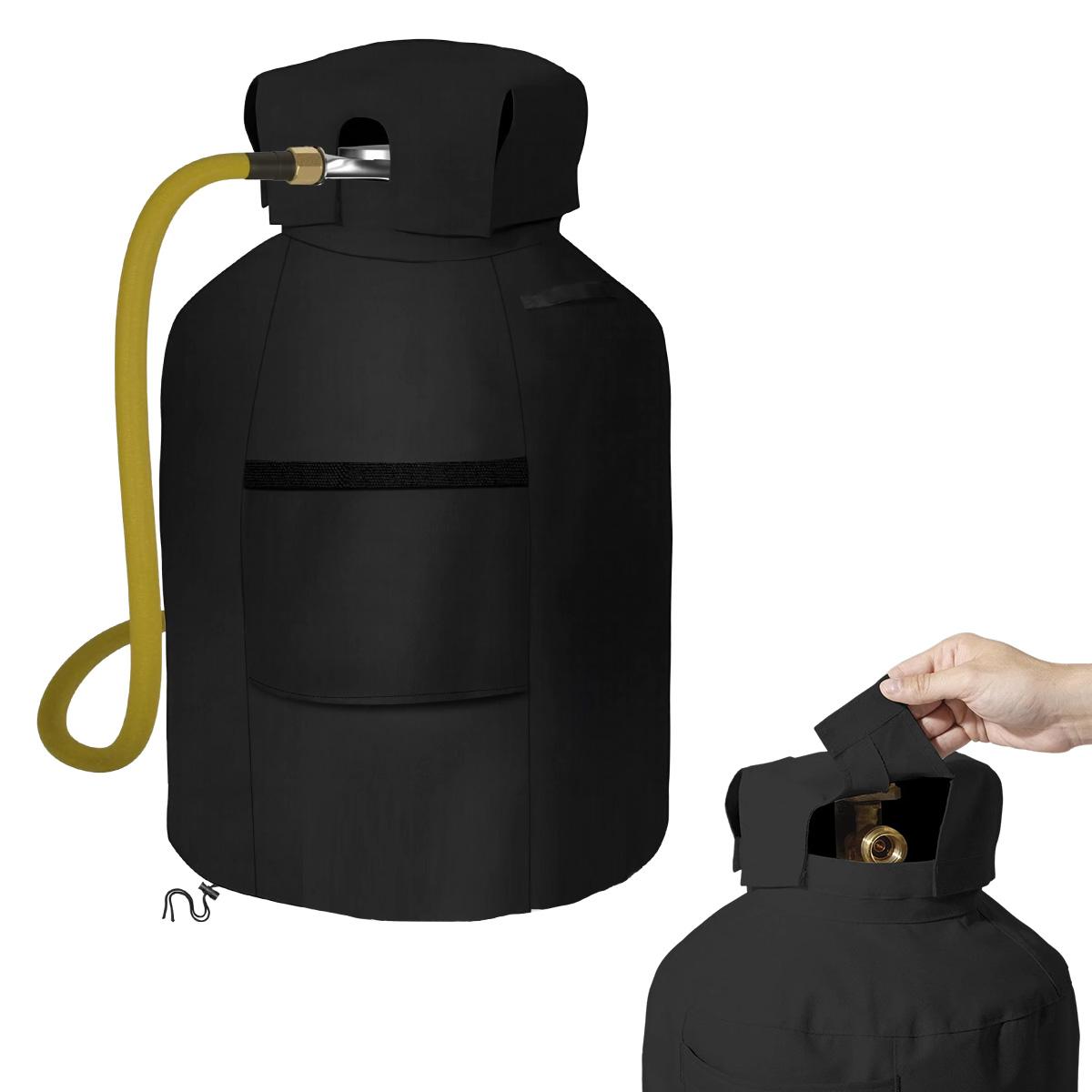 Slyrun Propantank-Abdeckung,20 lb Gastank-Abdeckung,Outdoor 600D Heavy Duty wasserdichte Abdeckung,passend für Standard-20 lb Gastanks, 13" x 19,5", Schwarz KAUF-QYSP-GA729-024
