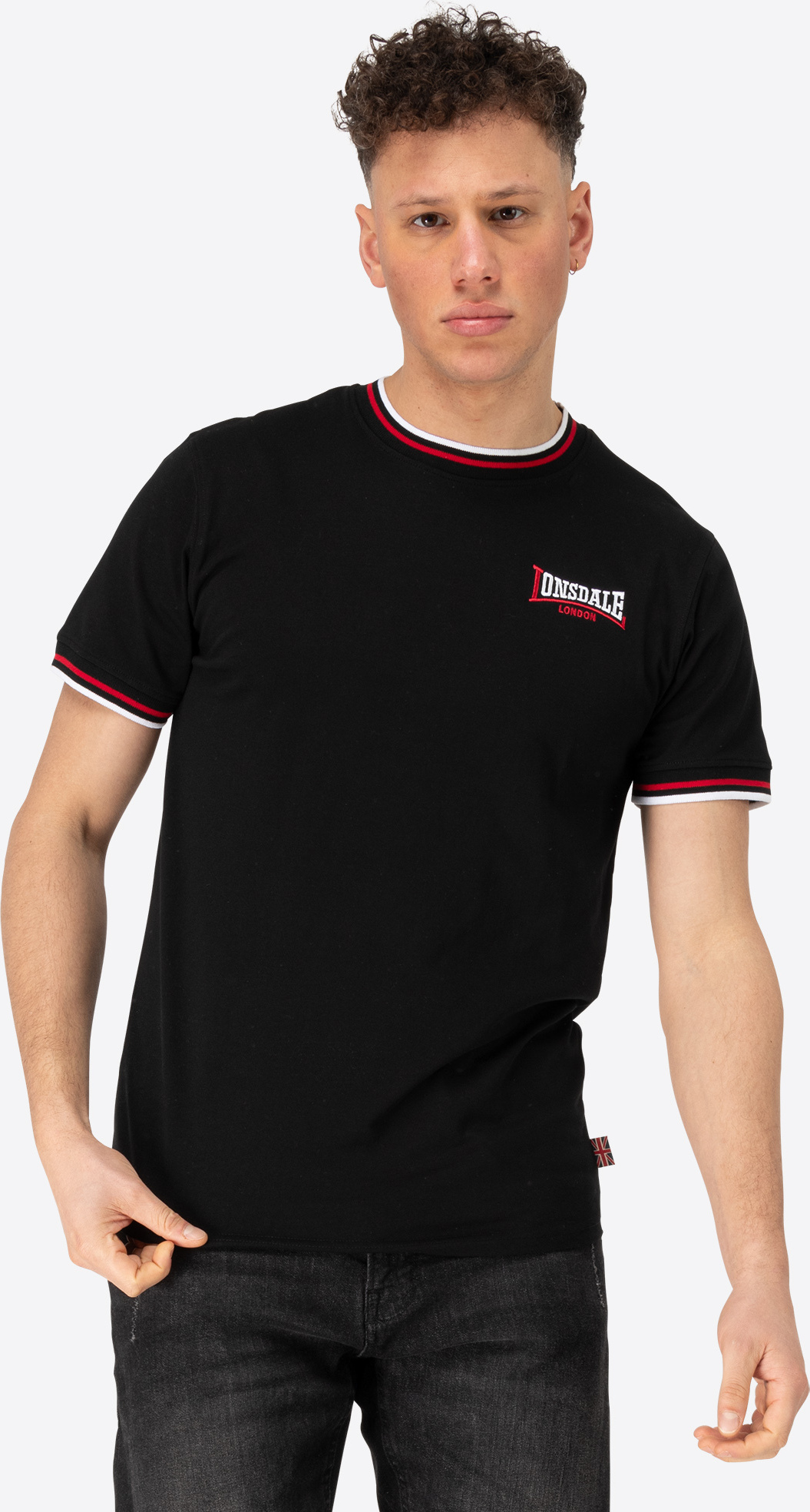 T-Shirt Uomo Lonsdale London CRUGMEER | Bianco Regular Fit | Stampa Sportiva Sul Petto E Strisce Sulle Maniche | Cotone Basic