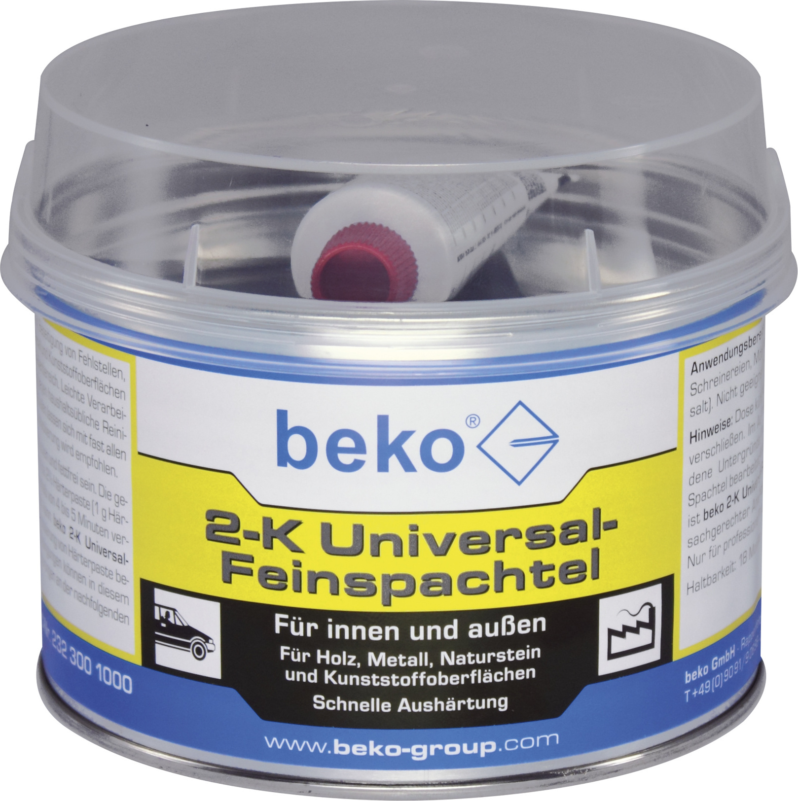 Beko 2-K Universal-Feinspachtel 1 kg weiß, inkl. rotem Härter 2323001000