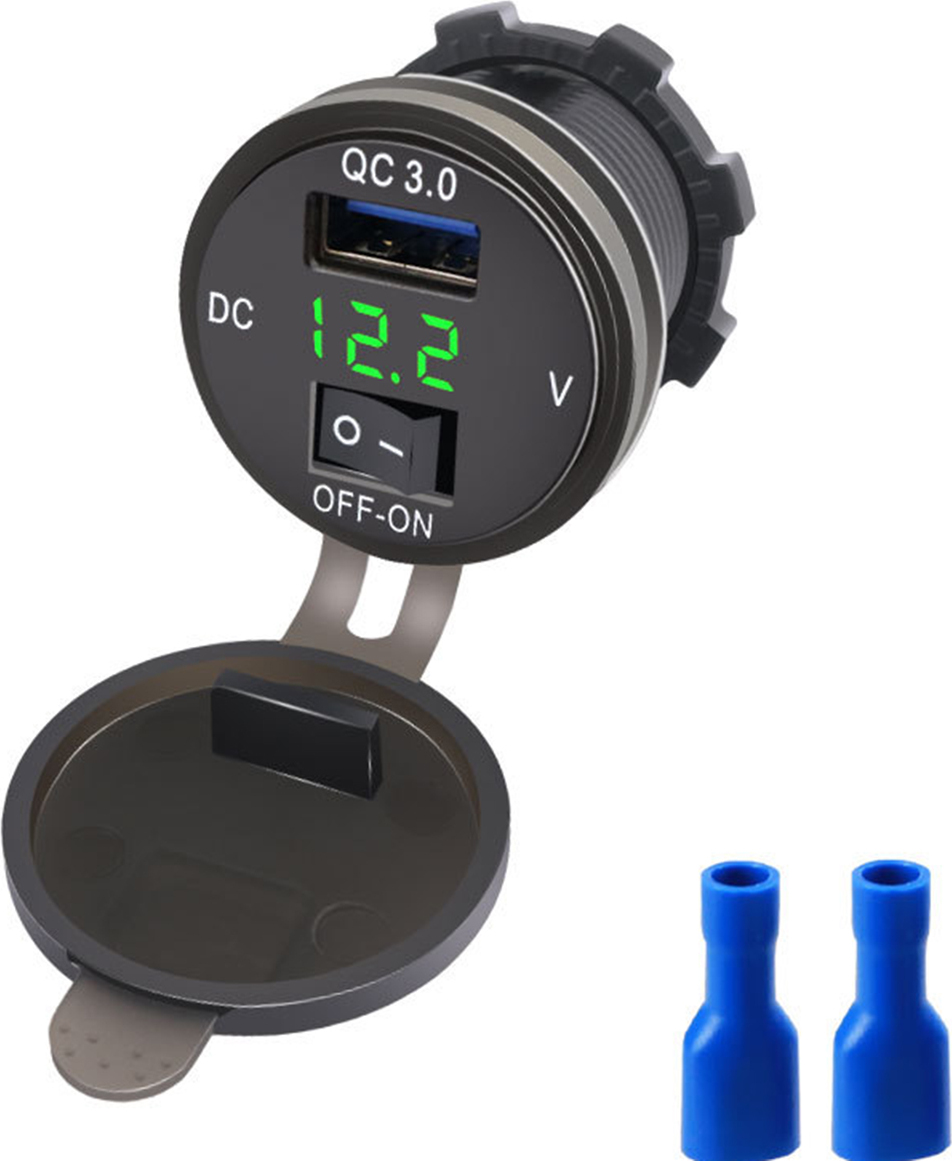 INF Voltmeter Schalter Auto Modifikation Einzel QC3.0 Grün 378624