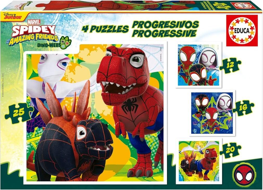 Progressive puzzles - EDUCA - Dino Spidey - 12+16+20+25