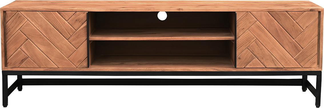 Miliboo - TV-Möbel aus Akazienholz und schwarzem Metall STICK