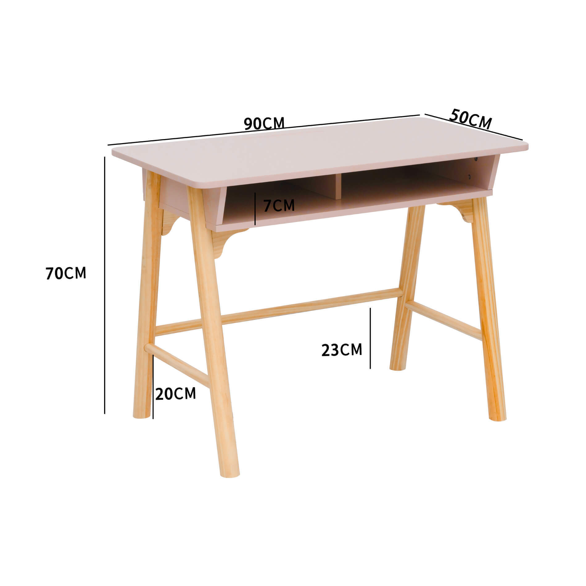 MOBILI REBECCA Rebecca Mobili Kinder-Schreibtisch Badal 70x90x50 MDF Kiefern Rosa Braun RE7135