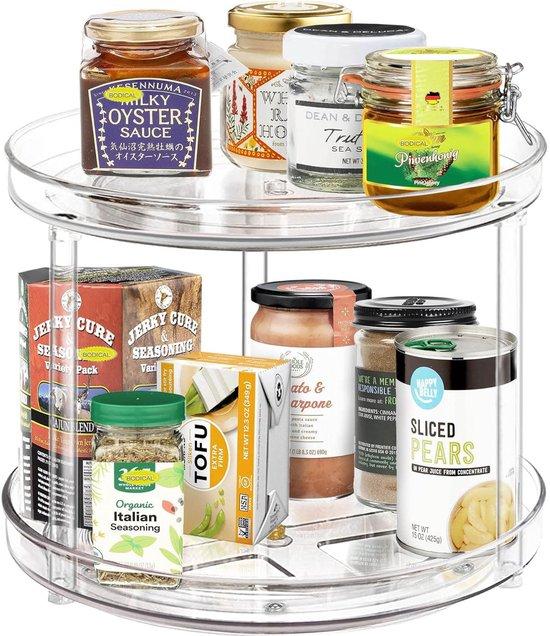 Unyqoos® Drehorganizer mit zwei Schichten für Küche, Esszimmer und Kühlschrank, 360° Drehung, 23 cm Durchmesser