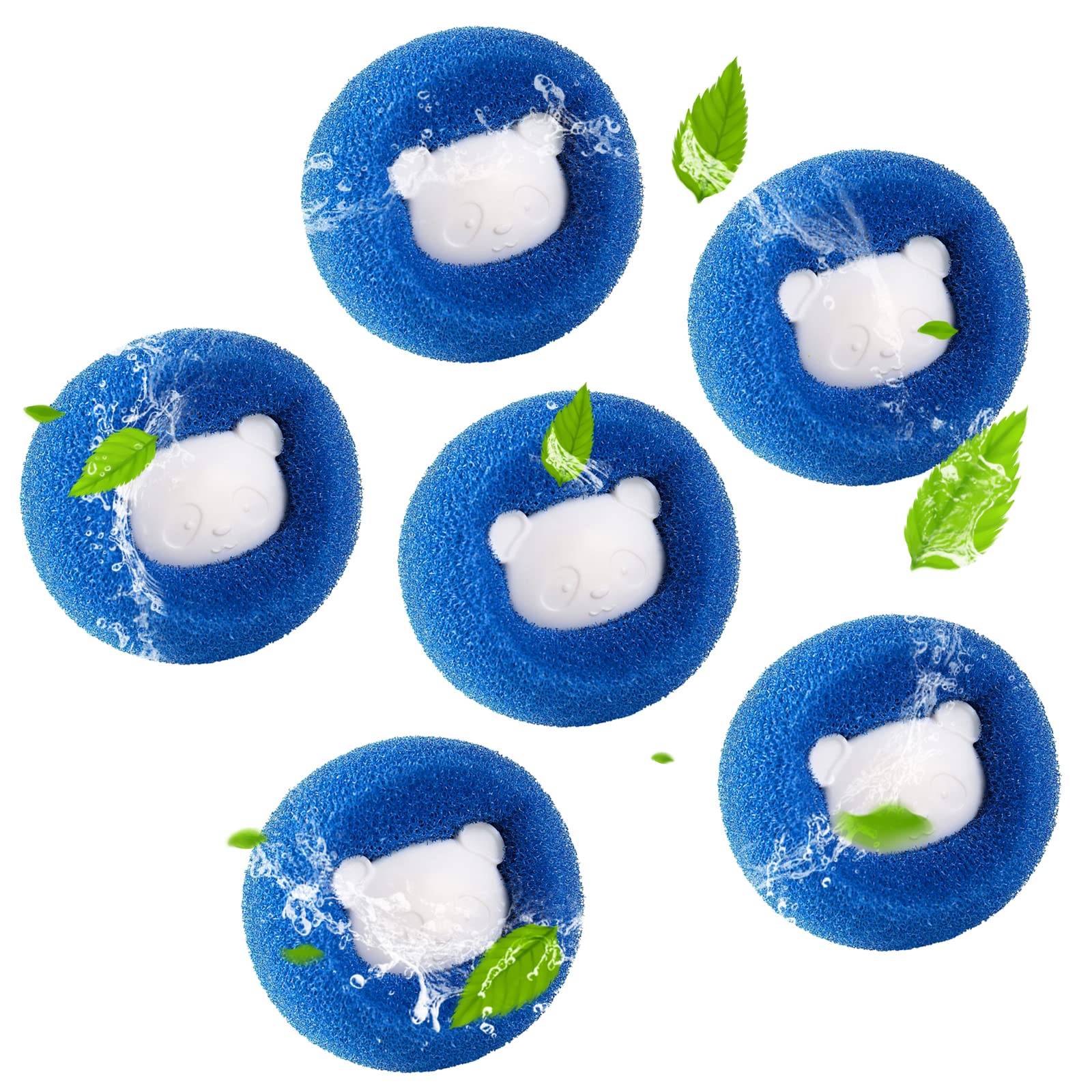 HannRTT Tierhaarentferner Waschmaschine,Haarf?nger f¹r Waschmaschine, Fusselentferner, Anti-Wicklung Waschb?lle, Entfernt Tierhaare£Fusseln (6 St¹cke) (Blau) RLHT-YN-230718-54