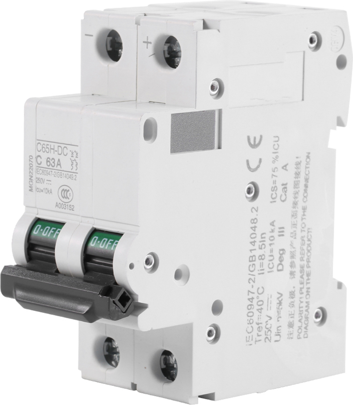Cocosity DC-Leistungsschalter,Miniatur-Leistungsschalter,2-poliger Leistungsschalter,Niederspannungs-Leistungsschalter,250V Leistungsschalter C65H-DC 2P