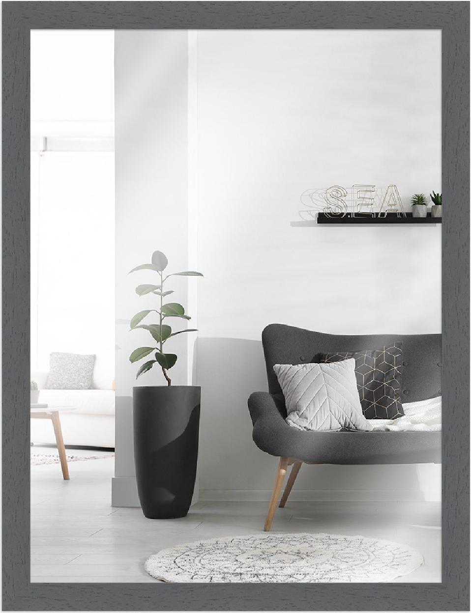 MendeFrames Wandspiegel H960 grau 29,7x42 cm Holzprofil H960-009-030-042S-00