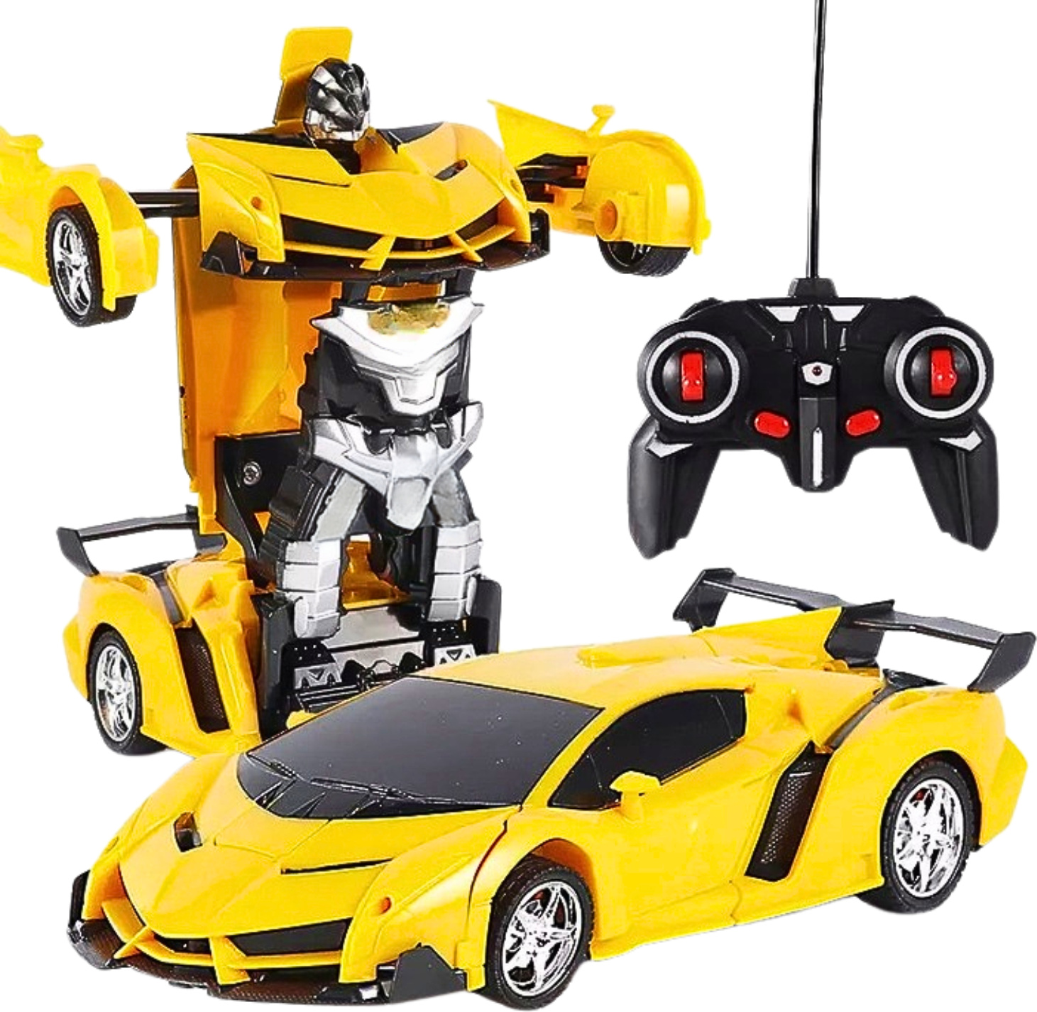 Leantoys Auto-Roboter-Transformator + Fernbedienung Deformiertes Auto 2in1 Multifunktionsfarbe Gelb
