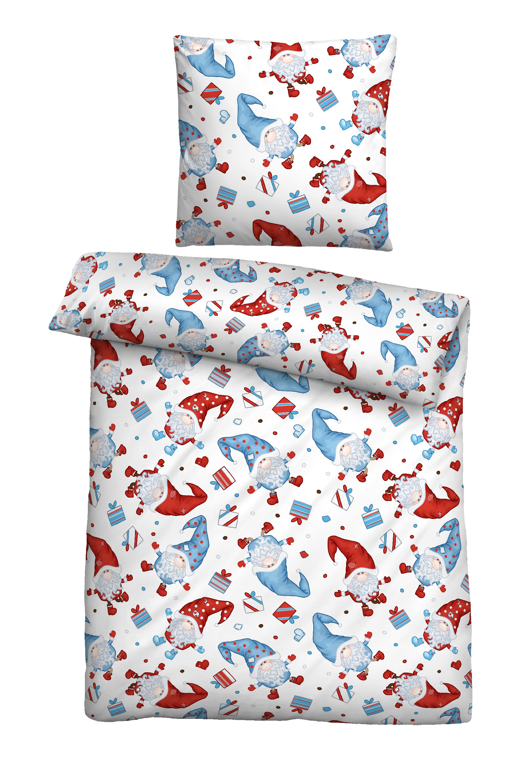 biberna Feinbiber-Bettwäsche KIDS WEIHNACHTEN taubenblau 1x 135x200 cm + 1x 80x80 cm 5173-220-001