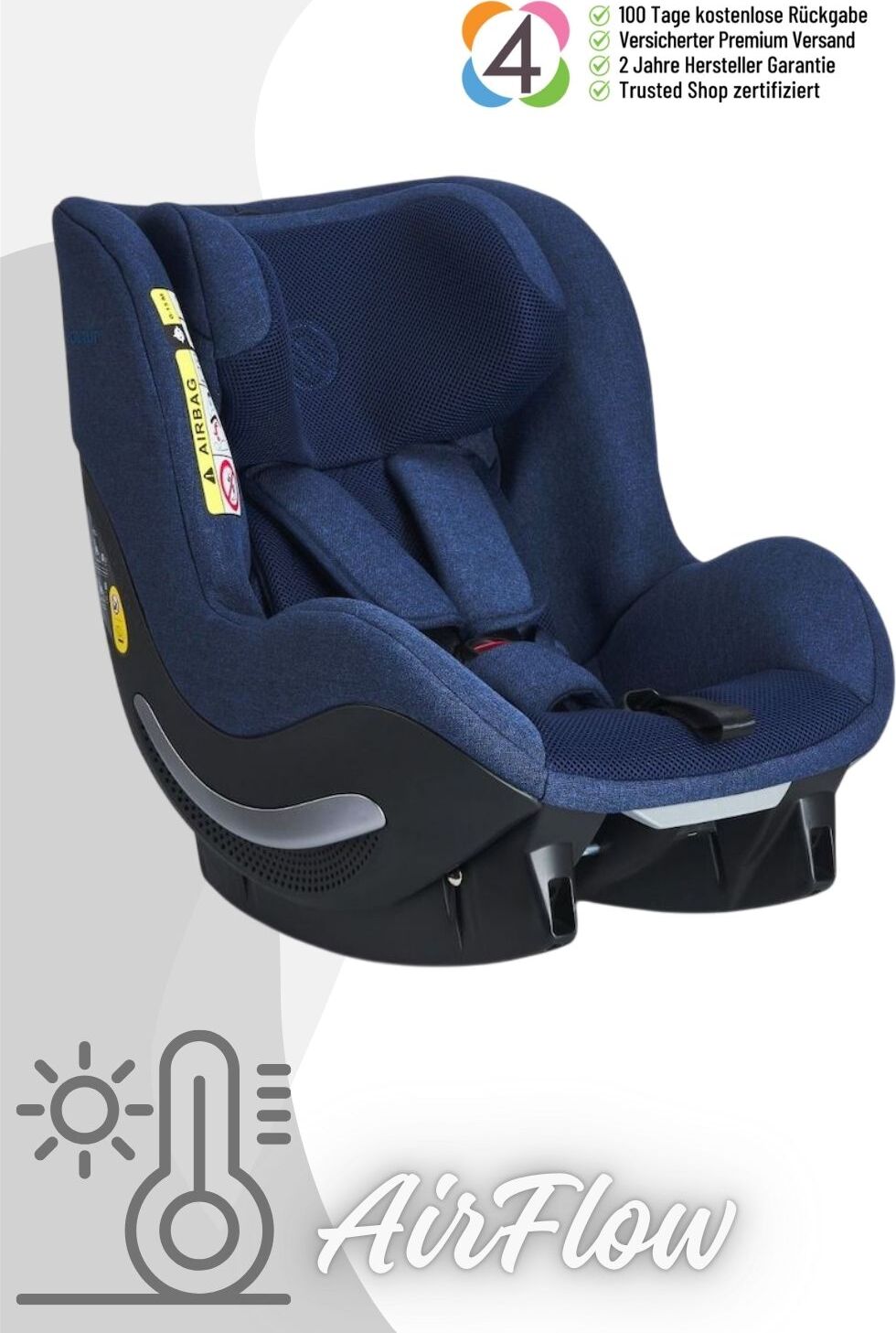 Avionaut AeroFIX AirFlow - Reboard Kindersitz (0-18 kg), Farbe Kindersitz:Navy 0126.00.001112